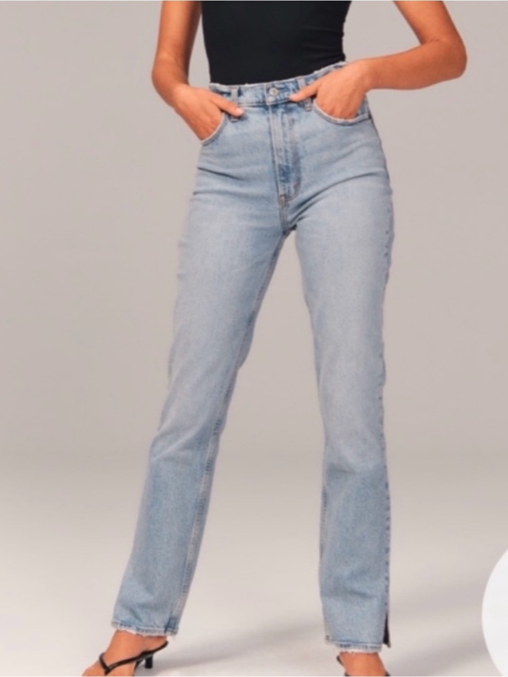 Light Blue High-Waist Straight Jeans - Unbranded